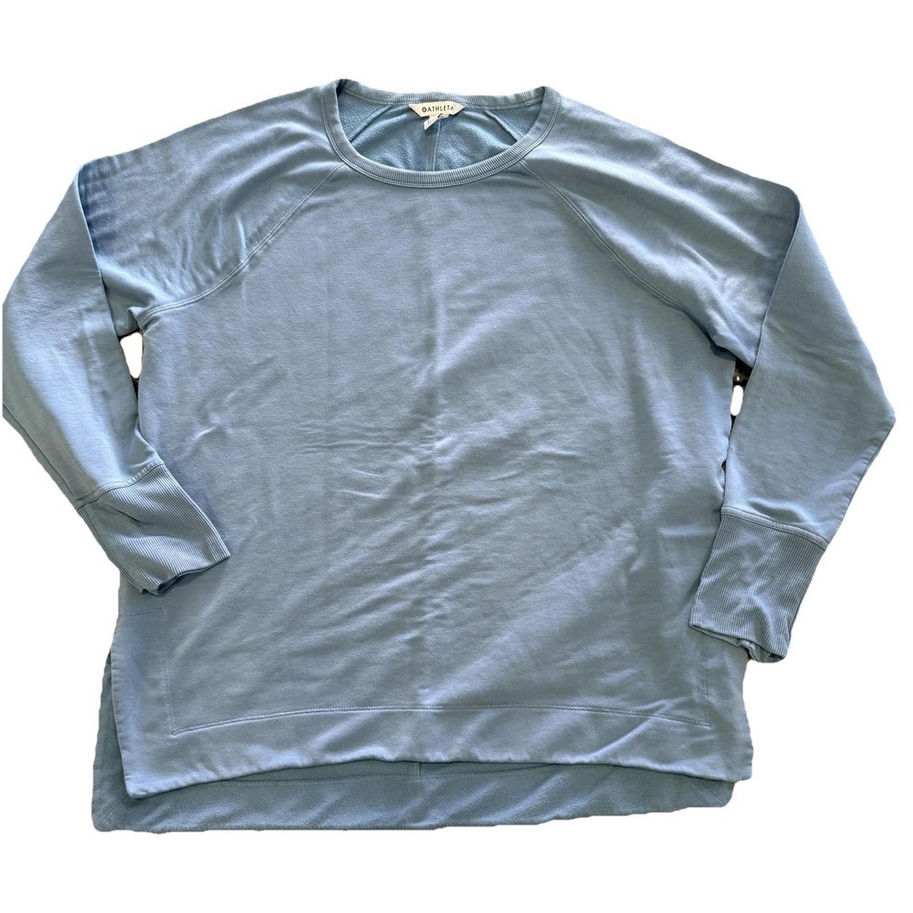 Athleta Lounge Sweatshirt Womens XL Blue Tunic sweater Raglan Athleisure sporty